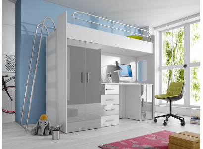 Lits superposés doubles LIT SUPERPOSE Lit superposé avec bureau Armoire neuf GRIS