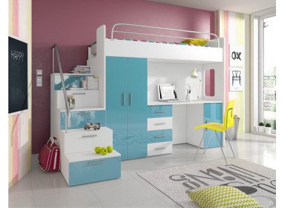 Lit superposé double Lit superposé Lit double Lit jeunesse Lits avec armoire Table nouveau