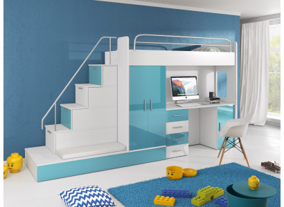 Lit superposé pour enfants Lit superposé Lit Armoire Chambre d'ado Armoire Bureau
