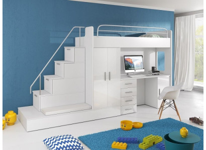 Chambre des jeunes Lit superposé double Lit superposé Armoire Bureau RAJ 5 IMMÉDIATEMENT