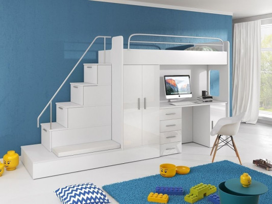 Lits superposés, Lit superposé, Lit, Armoire, Chambre de jeunes, Bureau