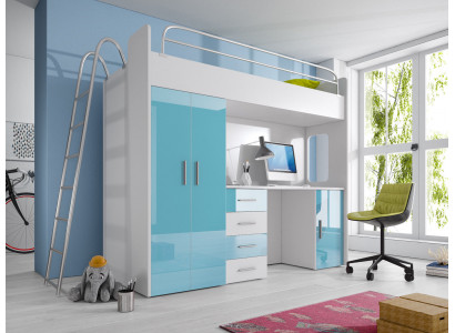 Lit superposé BUNK LIT Lit superposé + Armoire Bureau Lits Chambre d'enfants