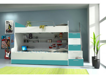 Lit superposé moderne de style moderne en turquoise pour la chambre de vos enfants.