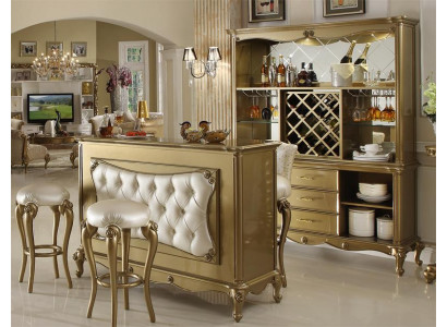 Complétez eBar 4 pièces Ensemble Table de bar 2x Tabouret de bar Armoire Baroque Rococo Set