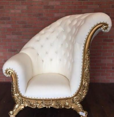 Fauteuil trône royal en velours style antique Chesterfield 1 place rembourré en velours