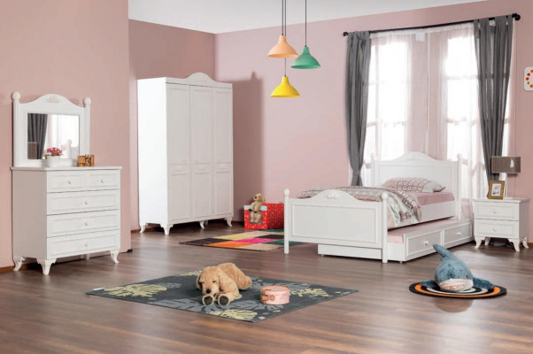 Chambre d'adolescent de style maison de campagne Ensemble complet de mobilier de chambre d'hôtes de style hôtel 5 pièces.