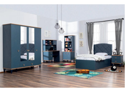 Ensemble de garde-robe de chambre bleue pour jeunes, mobilier de chambre d'adolescent, nouvelle garde-robe