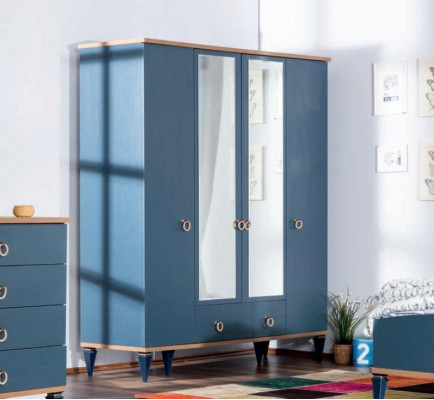 Ensemble de garde-robe de chambre bleue pour jeunes, mobilier de chambre d'adolescent, nouvelle garde-robe