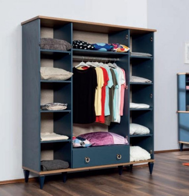 Ensemble de garde-robe de chambre bleue pour jeunes, mobilier de chambre d'adolescent, nouvelle garde-robe