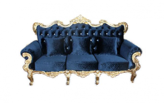 Canapé trône Royal Rembourrage Chesterfield Velours 3 places Canapé de style ancien neuf