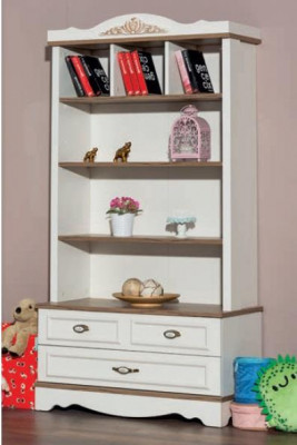 Ensemble de chambre moderne pour jeunes comprenant un lit, une table de chevet, une étagère à livres et une table, 5 pièces.