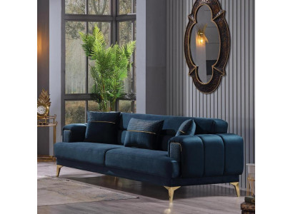 Trois places bleues Mobilier de salon canapé rembourré Canapé Meubles de luxe canapés textiles