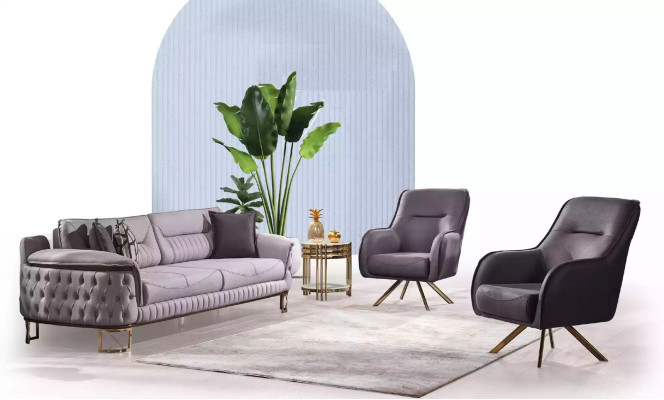Fauteuil design capitonné pour salon en bois, moderne, de luxe, marron, salon