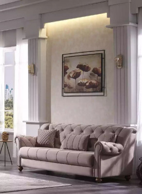 Salon classique Ensemble 3+1 Canapé Siège Canapé Rembourrage neuf Beige
