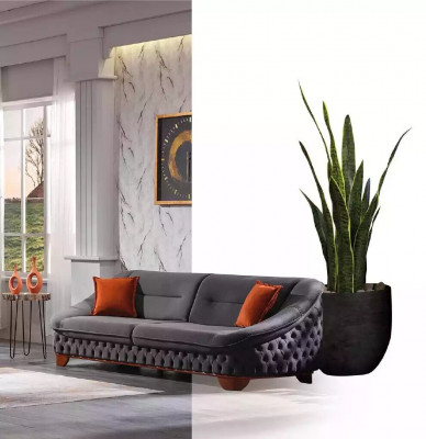 Ensemble de canapé 3+3+1 place, design de luxe moderne, canapés Chesterfield en tissu.