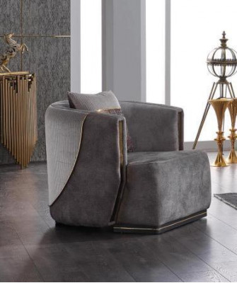 Ensemble de canapé gris 3+1 places avec acier inoxydable Canapé Canapé Rembourré 2 pièces