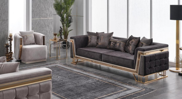 Ensemble de canapés rembourrés de luxe, canapés trois places fauteuil moderne pour salon.