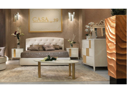 Lit + 2x Table de chevet Ensemble de chambre à coucher 3 pièces Design moderne Mobilier de luxe classique