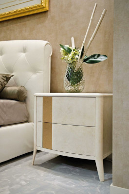 Lit + 2x Table de chevet Ensemble de chambre à coucher 3 pièces Design moderne Mobilier de luxe classique