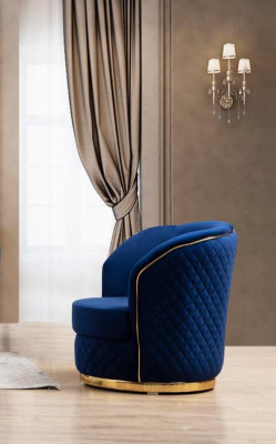 Ensemble de canapé 3+3+1 places Fauteuil Tissu Siège de conception Upholstery bleu
