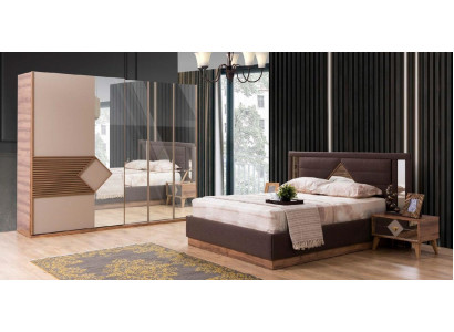 Lit Chambre Design Meubles de Luxe Lits 2x Tables de nuit Armoire 4 pièces
