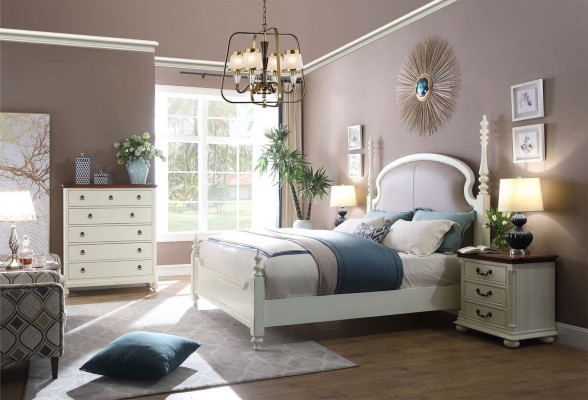 Lit Table de chevet Commode 3 pcs. Ensemble de chambre à coucher Design Moderne Lits de luxe neufs