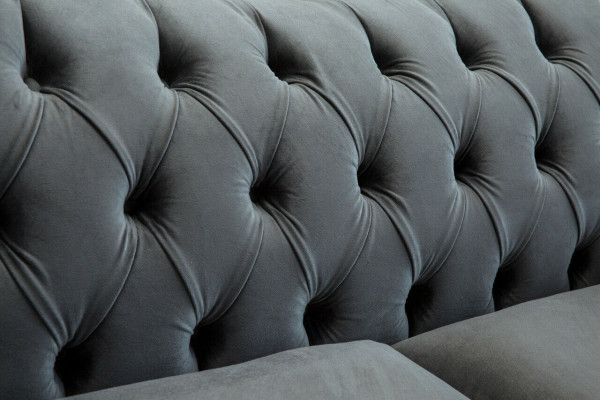 Chesterfield Original Canapé Textile Canapés Tissu Gris 200cm Canapé