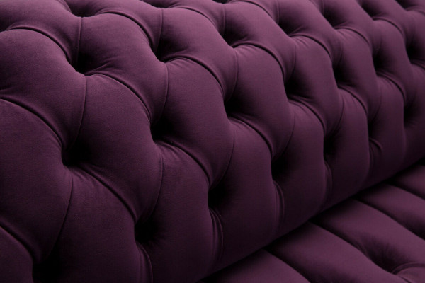 Chesterfield Original Canapé Canapé Textile Canapés en Tissu Violet 225cm