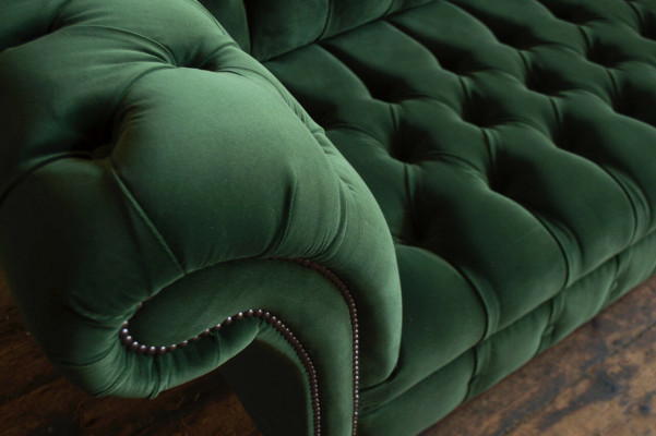 Classique Chesterfield Design Canapé 3 Places Canapé Velours Cuir grand vert neuf