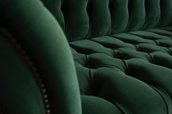 Classique Chesterfield Design Canapé 3 Places Canapé Velours Cuir grand vert neuf