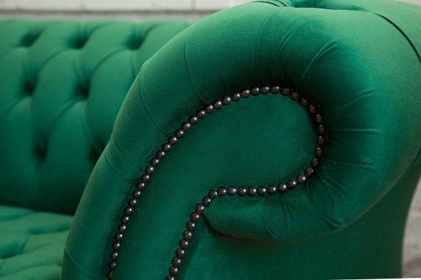 Canapé Chesterfield classique 3 places en velours vert design cuir nouveau