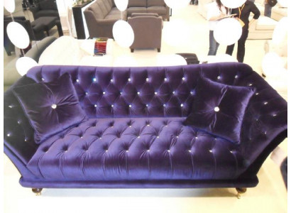 Chesterfield 3 places canapés élégants canapé en tissu de luxe bleu