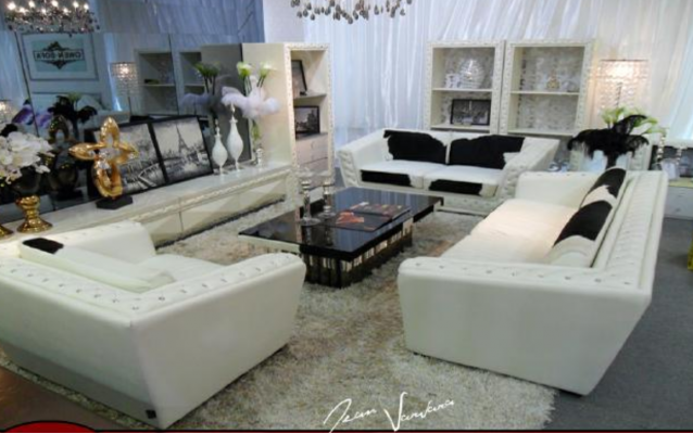 Ensemble de canapé Chesterfield 3+2+1 places Fauteuil canapé en cuir avec peau de poney.