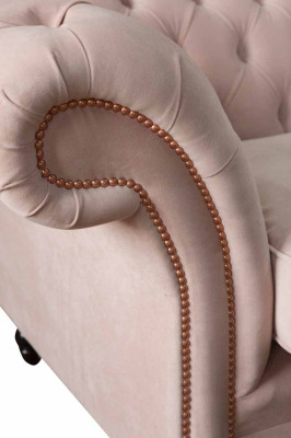 Canapé design 4 places Chesterfield moderne rose Tissu de siège rembourré Sofas Textile en tissu