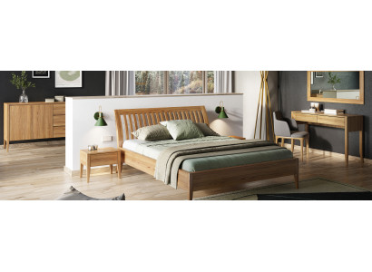 Ensemble de chambre à coucher en vrai bois 6 pièces. Set 2x Table de chevet Coiffeuse Commode Miroir