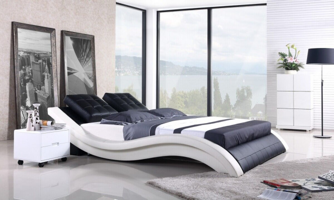 Lits doubles de design Cadre de lit Hôtel Chambre de sommeil Cuir Luxe Moderne