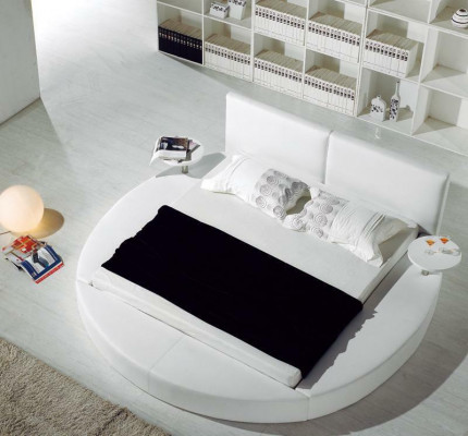 Lit rond design moderne Luxe Tissu d'ameublement Lits ronds Textile tissu