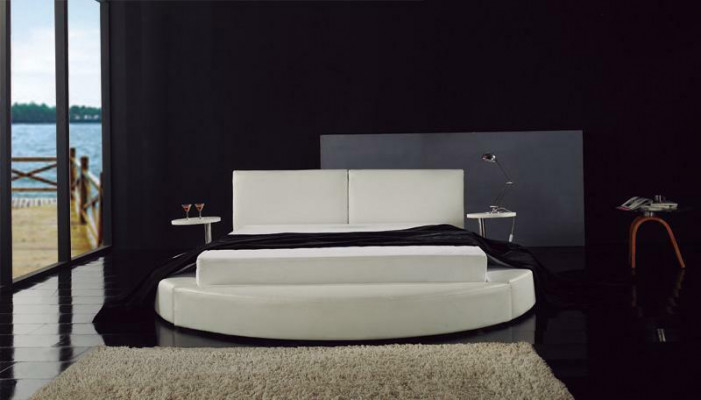 Lit rond design moderne Luxe Tissu d'ameublement Lits ronds Textile tissu