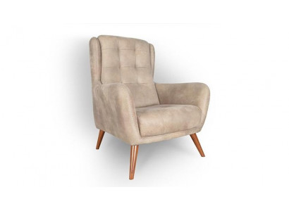Chesterfield Fauteuil Club Canapé Fauteuil Individuel Canapé Tissu Beige Meubles de Tapisserie Détente nouveau