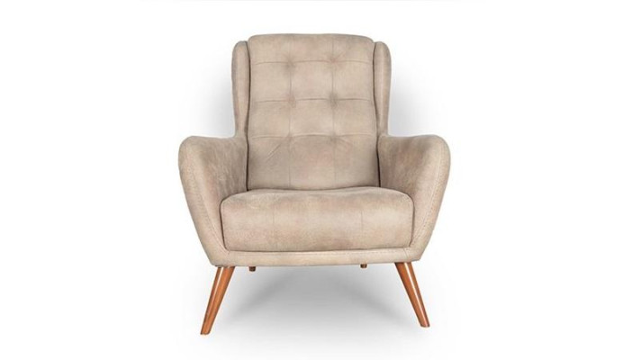 Chesterfield Fauteuil Club Canapé Fauteuil Individuel Canapé Tissu Beige Meubles de Tapisserie Détente nouveau