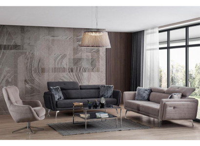 Ensemble de canapé Canapé Rembourrage Tissu Meubles Canapé Canapés 3+3+1 Groupe gris