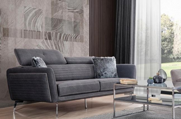 Ensemble de canapé Canapé Rembourrage Tissu Meubles Canapé Canapés 3+3+1 Groupe gris