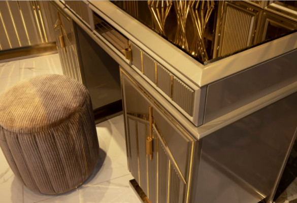 Chambre Lit Table de chevet Coiffeuse Miroir Armoire 6 pièces