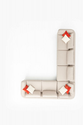Canapé d'angle Canapé en forme de L Design Moderne Luxueux Salon Beige Canapé