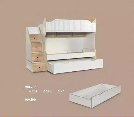 Lit superposé Lit enfant Lit mezzanine Lit superposé double Chambre d'enfants Blanc Lit