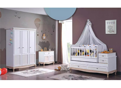 Lit de bébé Chambre d'enfants Chambre à coucher complète Armoire Commode 3 pièces.