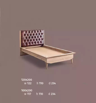 Lit Loft en bois Chesterfield 100x200cm Cadre de lit avec tête de lit rembourrée