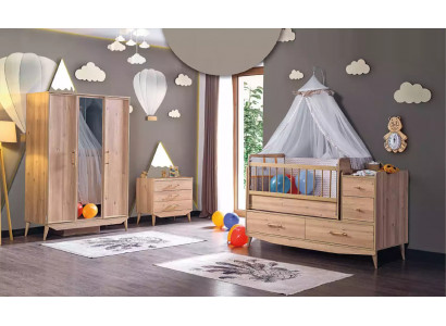 Chambre d'enfant Chambre complète Lit bébé Armoire Commode 3 pièces.