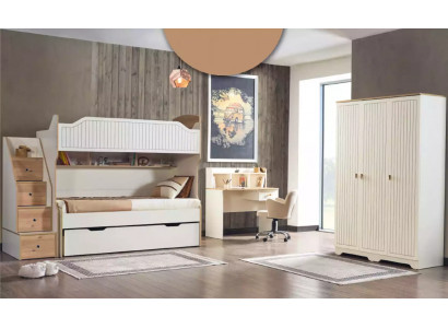 Chambre d'enfants Lit superposé Lit mezzanine Ensemble Bureau Armoire 3 pièces.