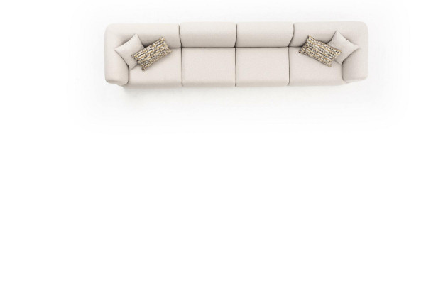 Grand canapé attrayant à six places de couleur beige, au design simple et fabriqué à partir de matériaux de qualité supérieure.